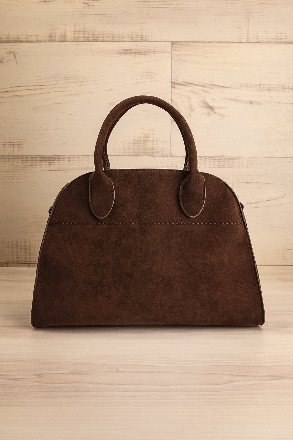 Lakey Brown Faux Suede Handbag | La petite garçonne front 