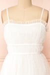 Lalatiana White Tulle Midi Dress w/ Polka Dots | Boudoir 1861 front close-up