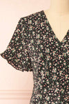 Lalisa Black Midi Dress w/ Floral Pattern | Boutique 1861 front
