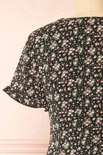 Lalisa Black Midi Dress w/ Floral Pattern | Boutique 1861 back