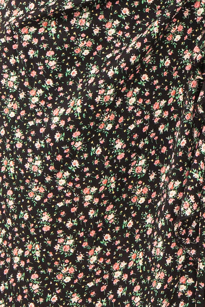 Lalisa Black Midi Dress w/ Floral Pattern | Boutique 1861 fabric