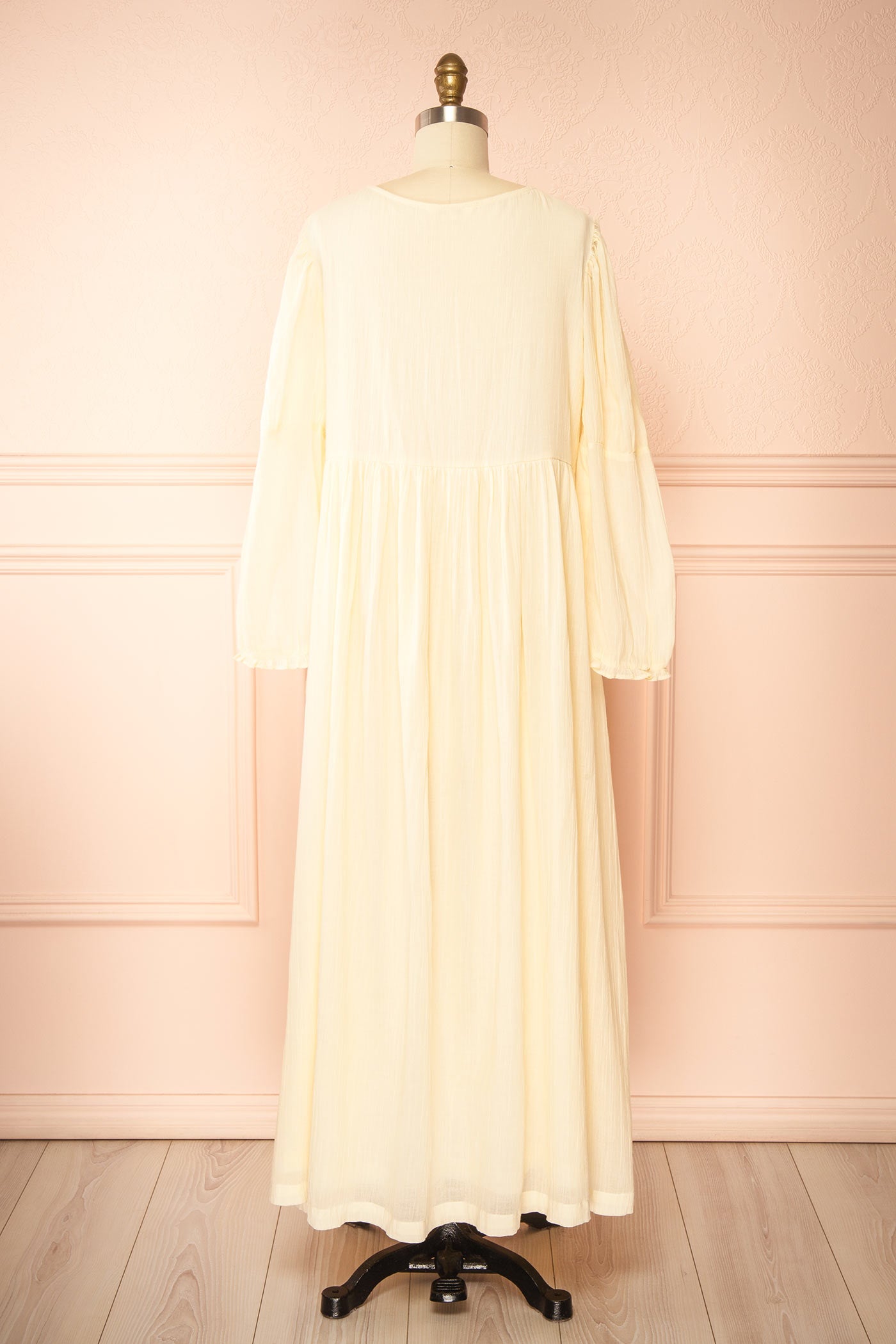 Lamira | Long Sleeve Cream Nightgown with Pockets