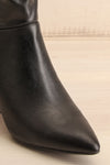 Lancaster Black Knee-High Heeled Boots | La petite garçonne front close-up