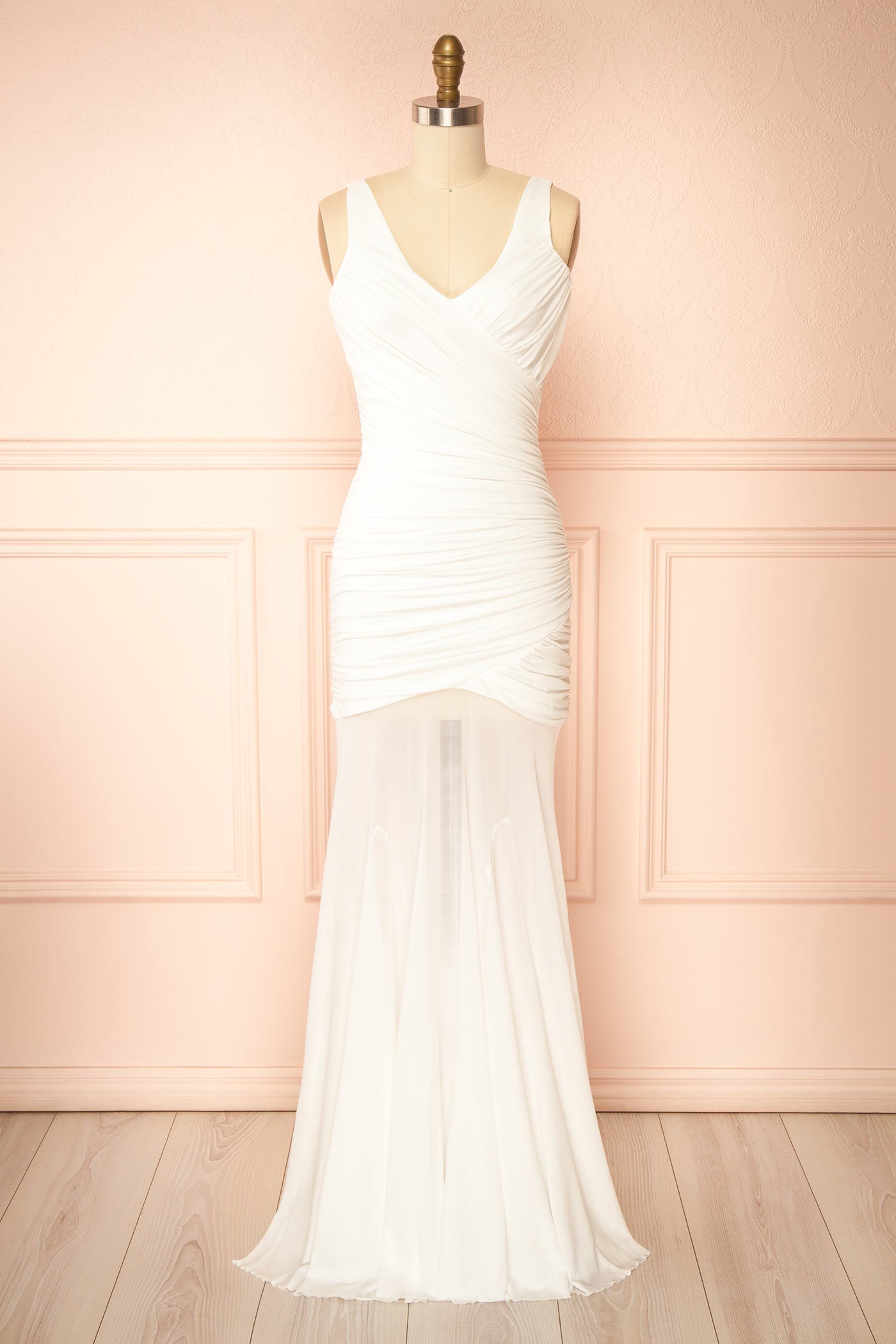 Lancia Ivory Mesh Mermaid Maxi Dress | Boudoir 1861 front