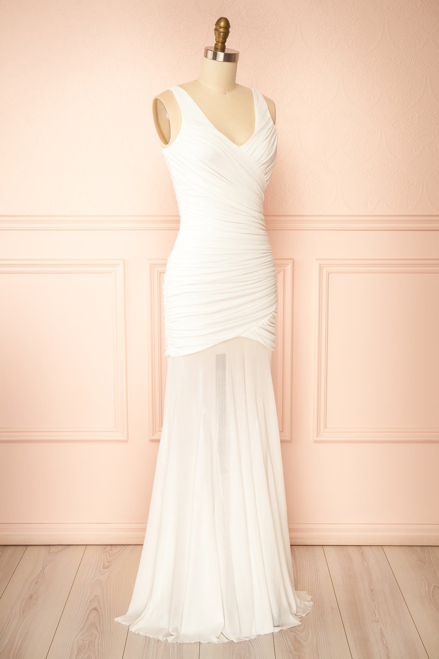 Lancia Ivory Mesh Mermaid Maxi Dress | Boudoir 1861 side