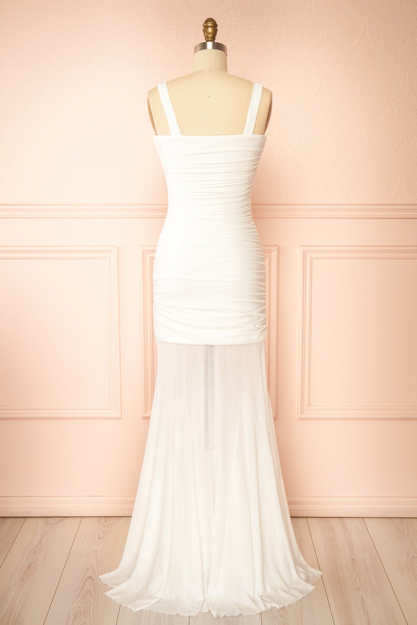 Lancia Ivory Mesh Mermaid Maxi Dress | Boudoir 1861 back