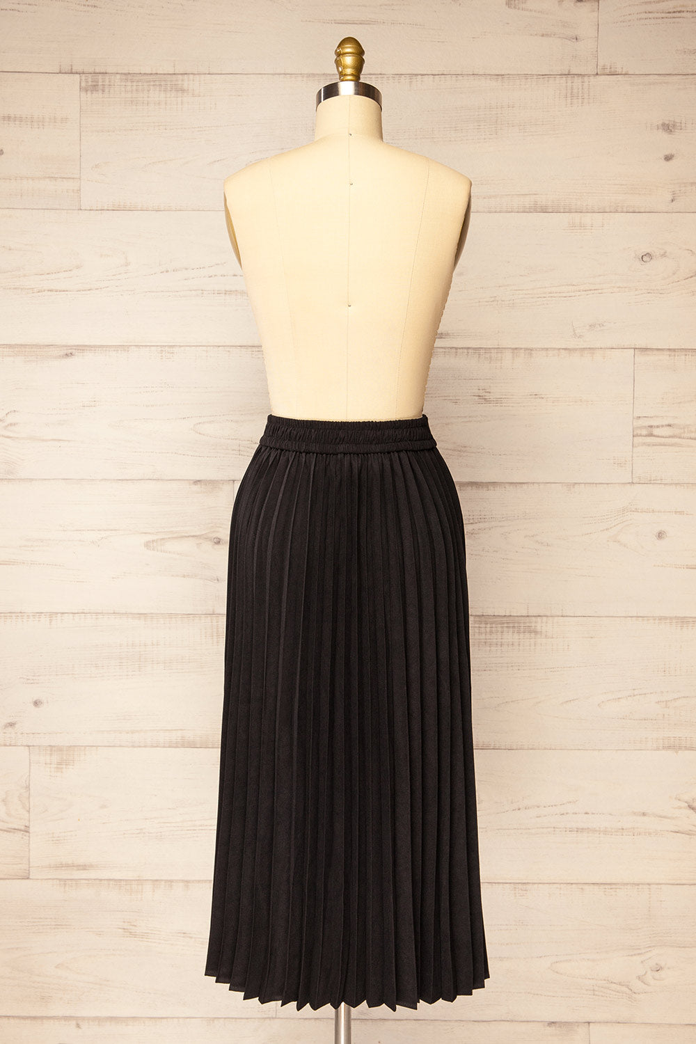 Langdon Black Pleated Velvet Midi Skirt | La petite garçonne back view