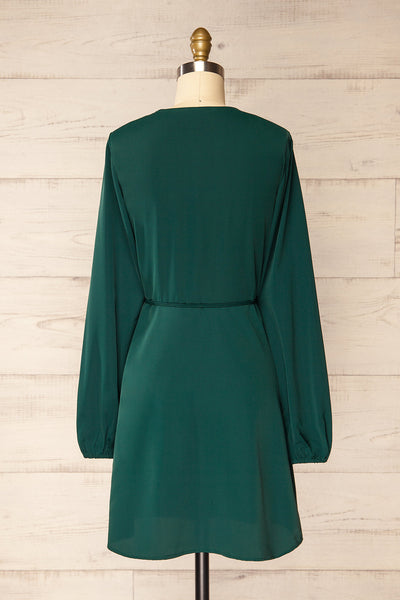 Langon Green Short Wrap Dress | La petite garçonne back view
