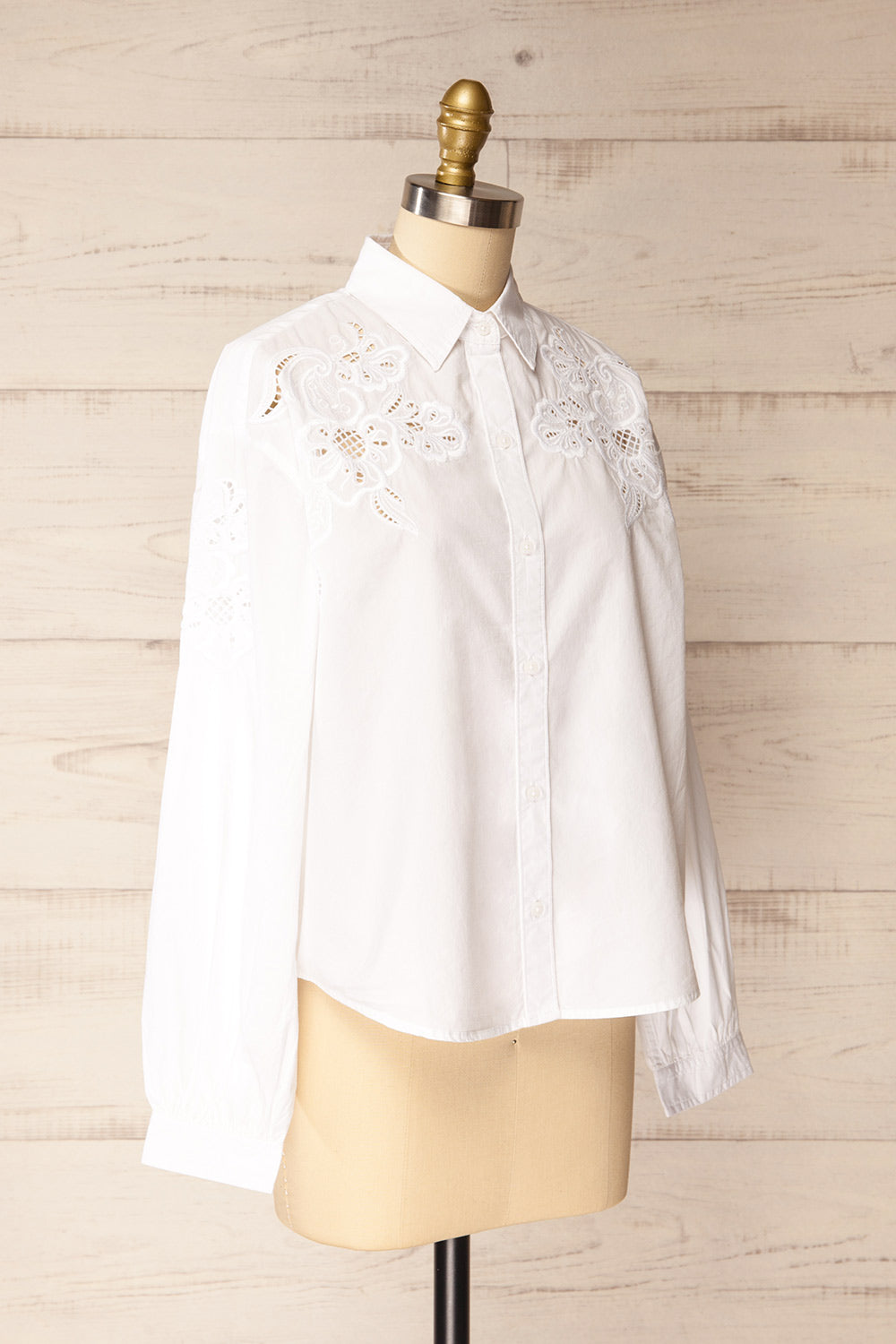 Laredo White Shirt with Openwork Details | La petite garçonne side view