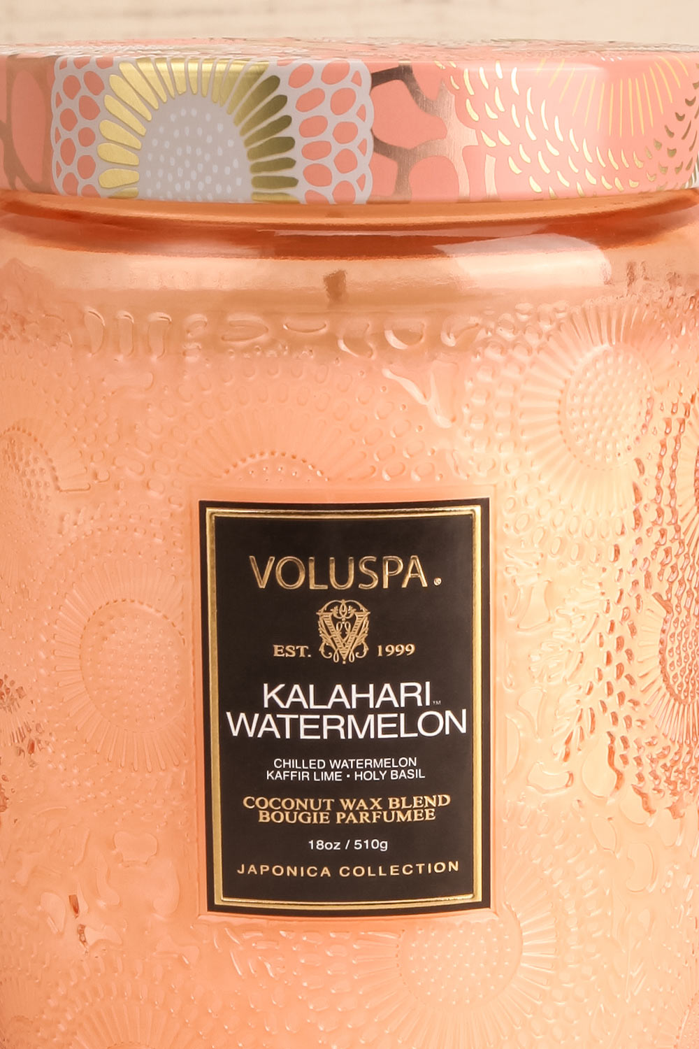 Kalahari Watermelon Large Jar Candle by Voluspa | Maison garçonne close-up