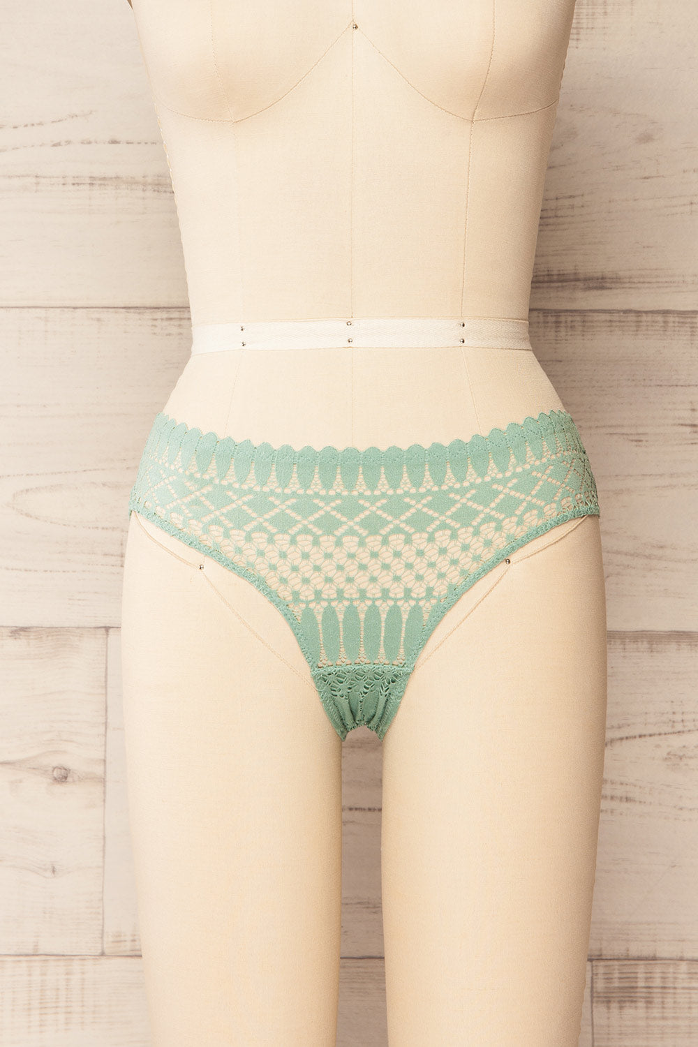 Larvik Sage Lace Underwear | La petite garçonne front view