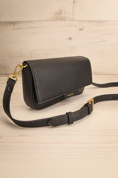 Laryssa Black Vegan Leather Crossbody Bag | La petite garçonne side view