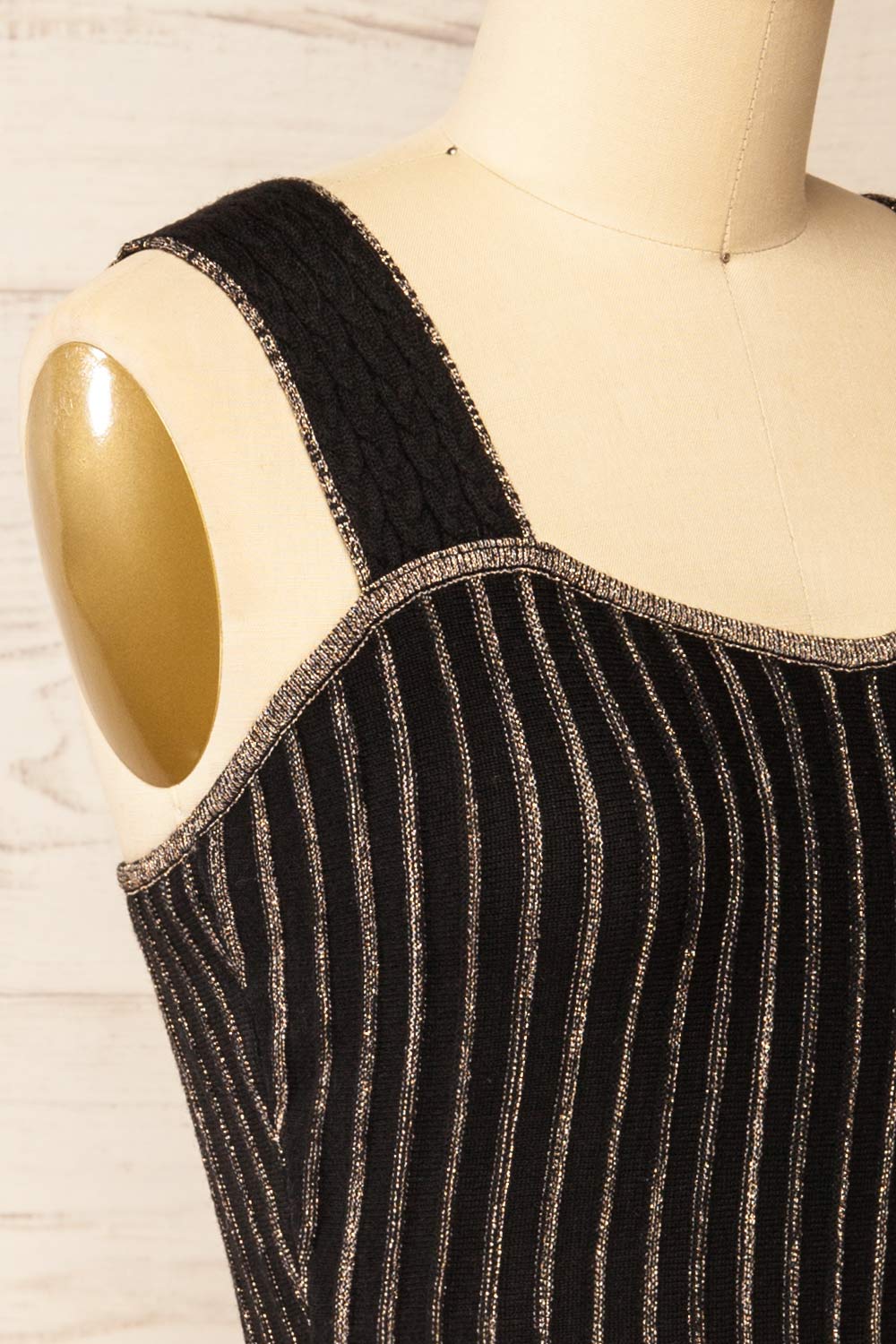 Latimo Black Crop Top w/ Golden Threads | La petite garçonne side