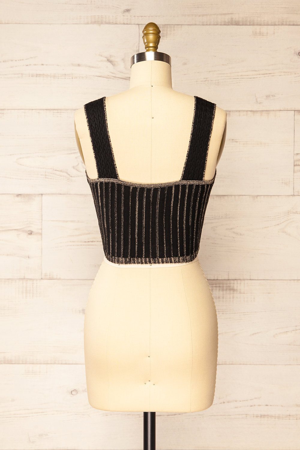 Latimo Black Crop Top w/ Golden Threads | La petite garçonne back view