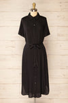 Latresne Black Buttoned Midi Shirt Dress | La petite garçonne front view