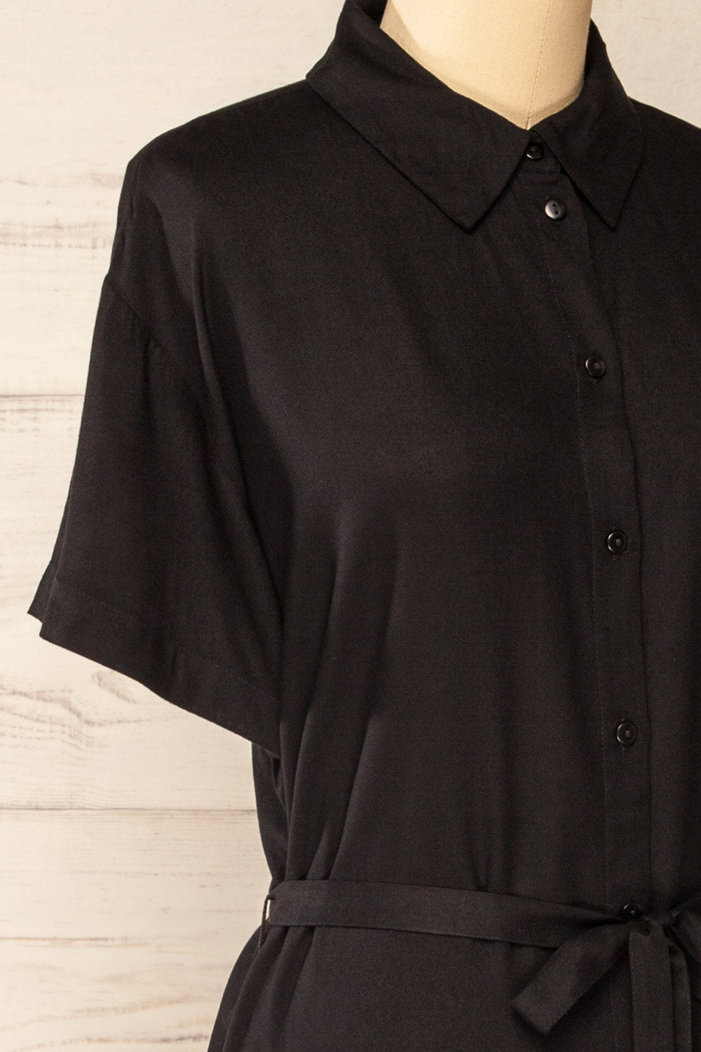 Latresne Black Buttoned Midi Shirt Dress