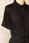 Latresne Black Buttoned Midi Shirt Dress | La petite garçonne side close-up