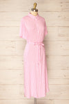 Latresne Pink Stripes Buttoned Midi Shirt Dress | La petite garçonne side view