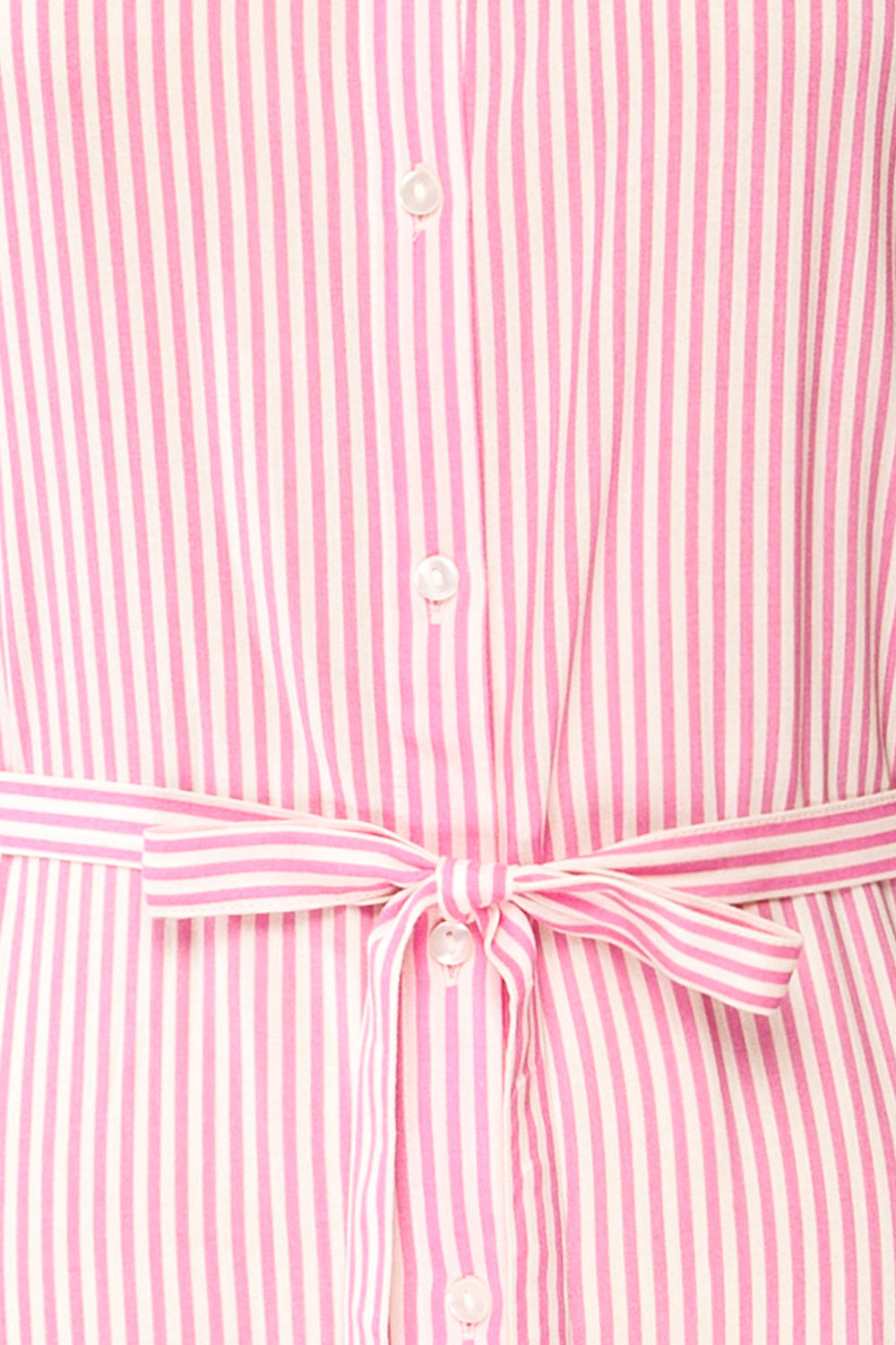 Latresne Pink Stripes Buttoned Midi Shirt Dress | La petite garçonne fabric 