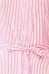 Latresne Pink Stripes Buttoned Midi Shirt Dress | La petite garçonne fabric