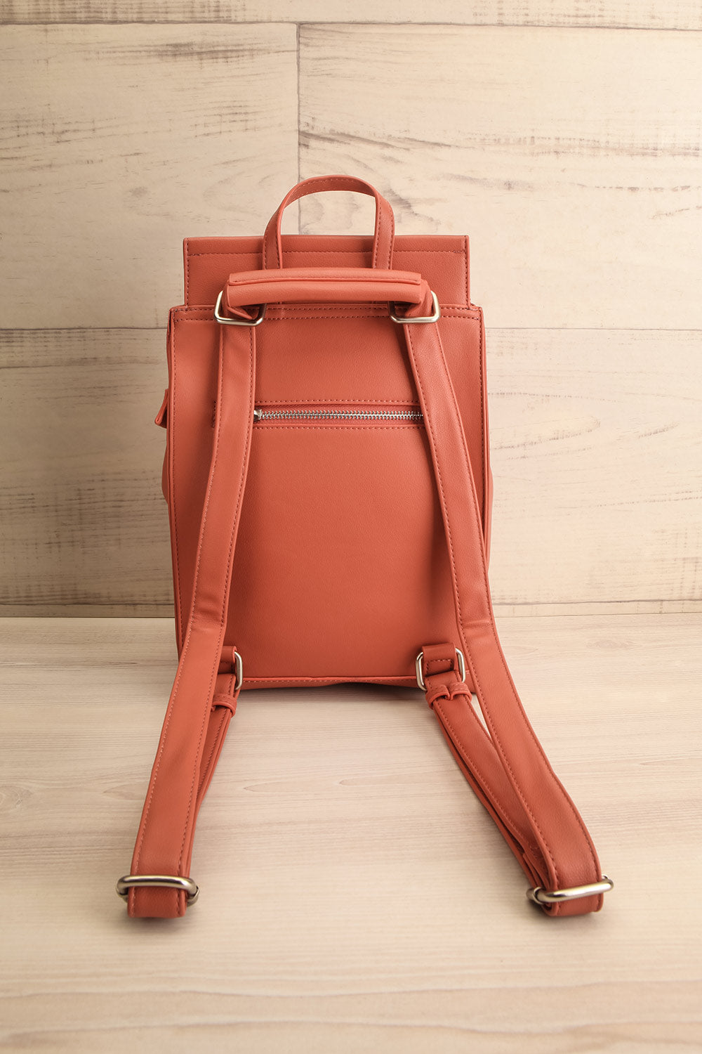 Laucala Pink Small Vegan Leather Backpack | La petite garçonne back view