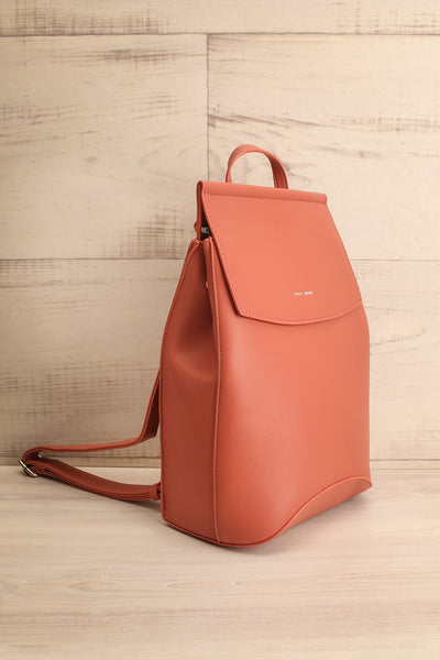 Laucala Pink Small Vegan Leather Backpack | La petite garçonne side view