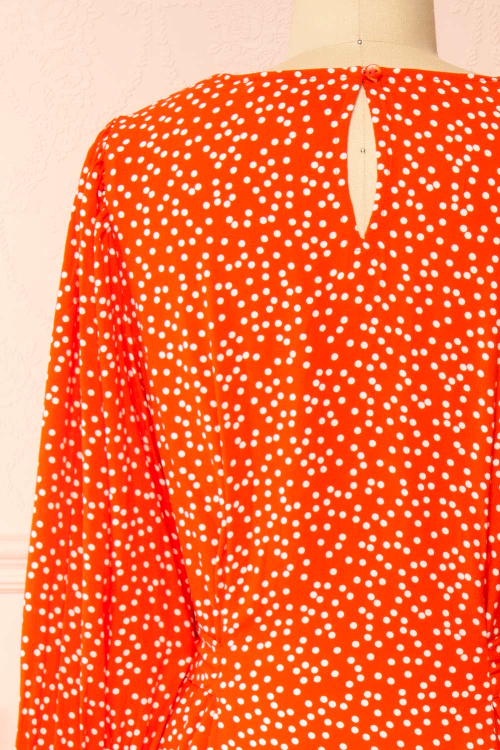 Laureanne Red Polka Dot Belted Midi Dress | Boutique 1861  back