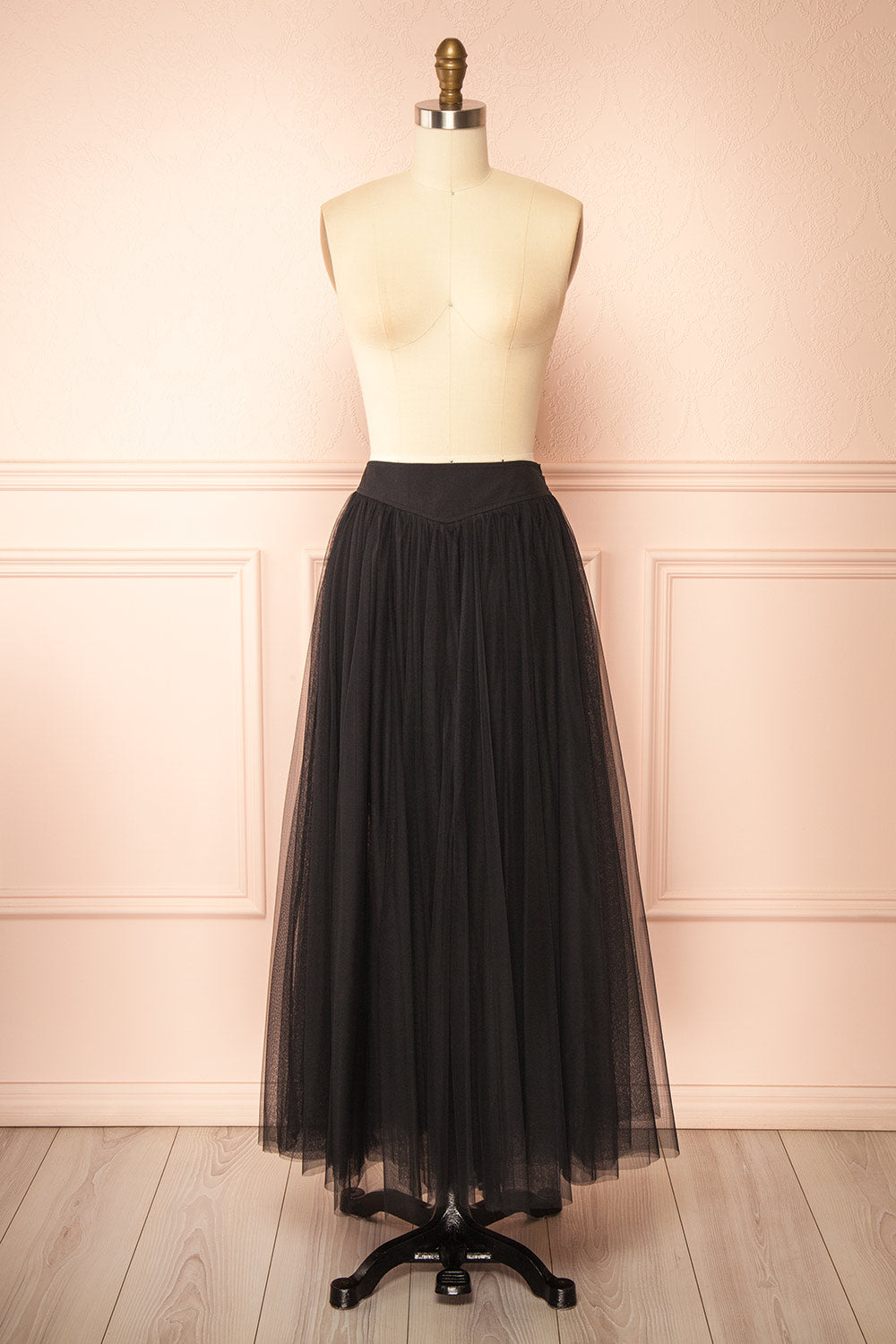 Laurelia Black Maxi Tulle Low Rise Skirt | Boutique 1861 front view