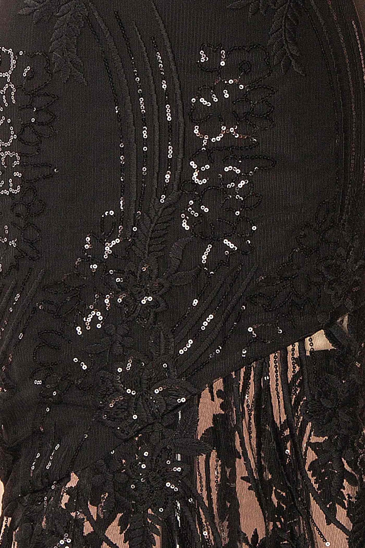 Laurelle | Black Maxi Lace Dress with Sequins