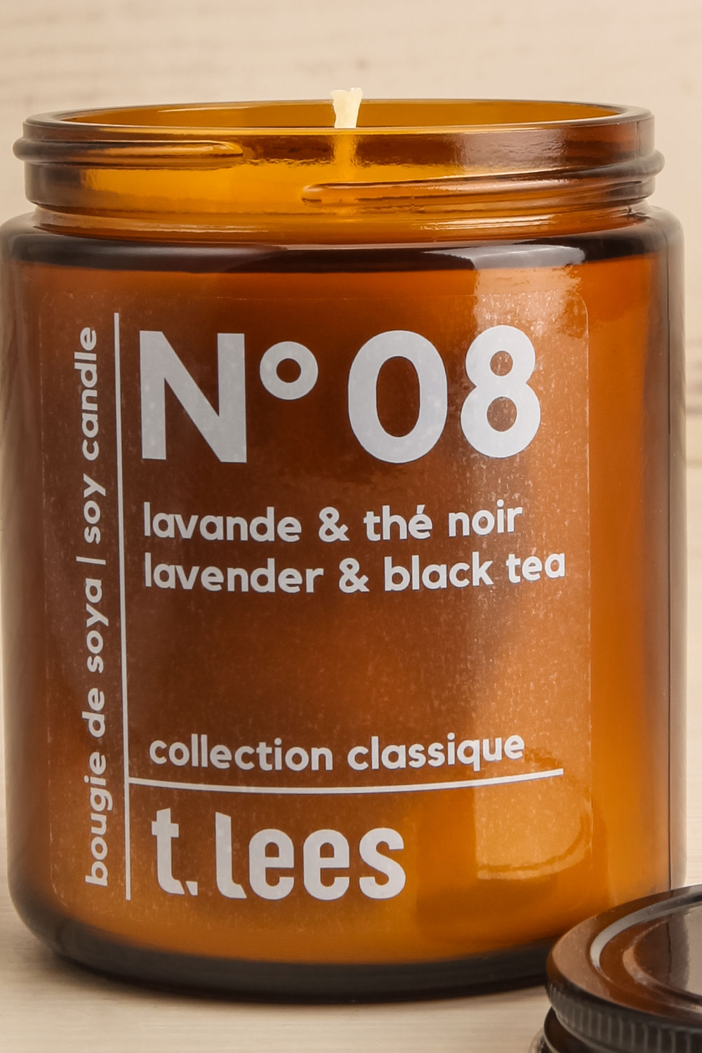 Lavender & Black Tea Candle 2 Options | Maison garçonne open close-up