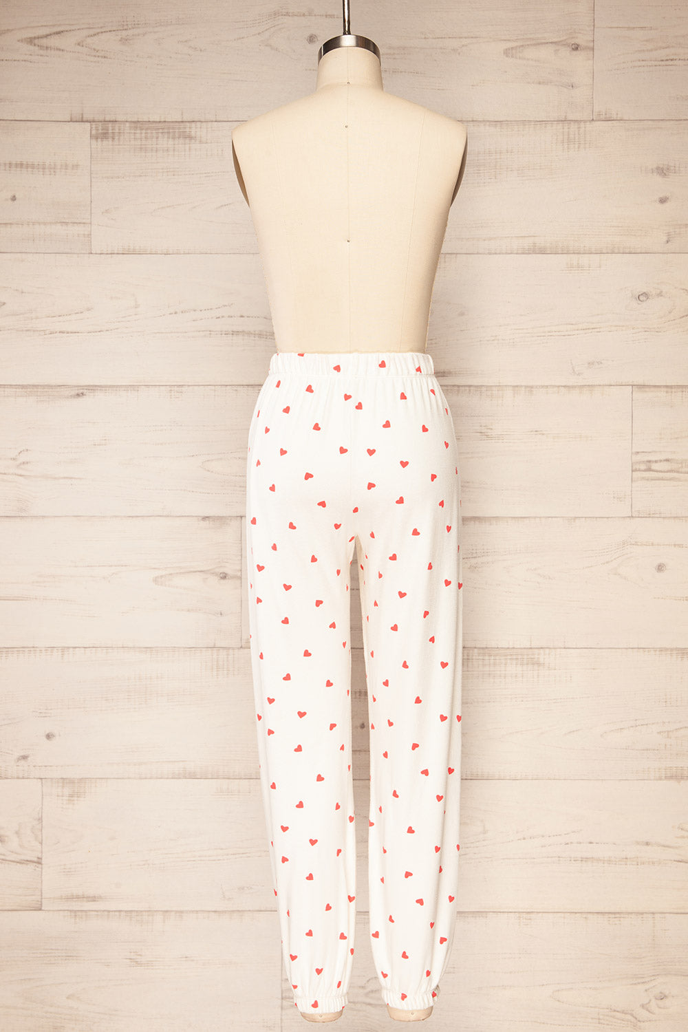 Layona Ivory Pyjama Jogger Pants w/ Heart Pattern | La petite garçonne back view