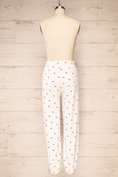 Layona Ivory Pyjama Jogger Pants w/ Heart Pattern | La petite garçonne back view