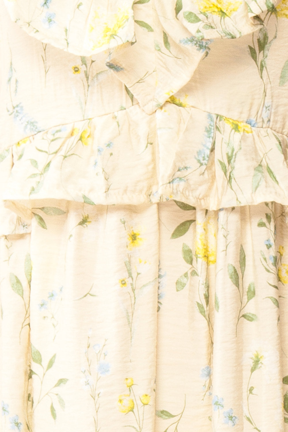 Lazdah Beige Silky Midi Dress w/ Floral Pattern | Boutique 1861 fabric 