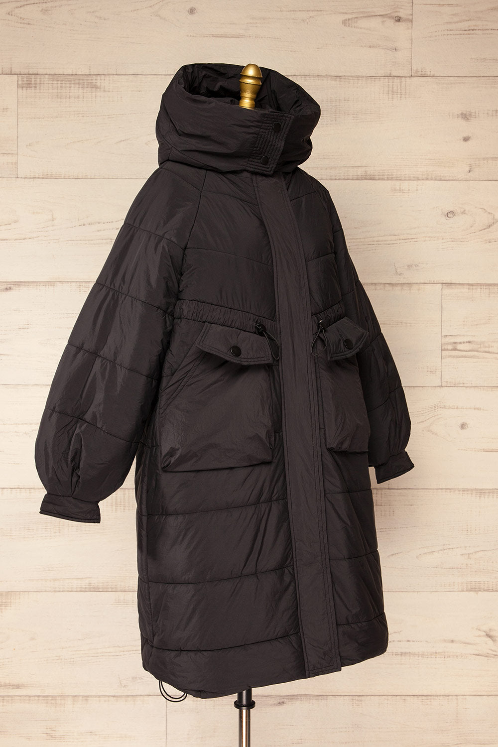 Lazio Black Long Oversized Coat | La petite garçonne side view