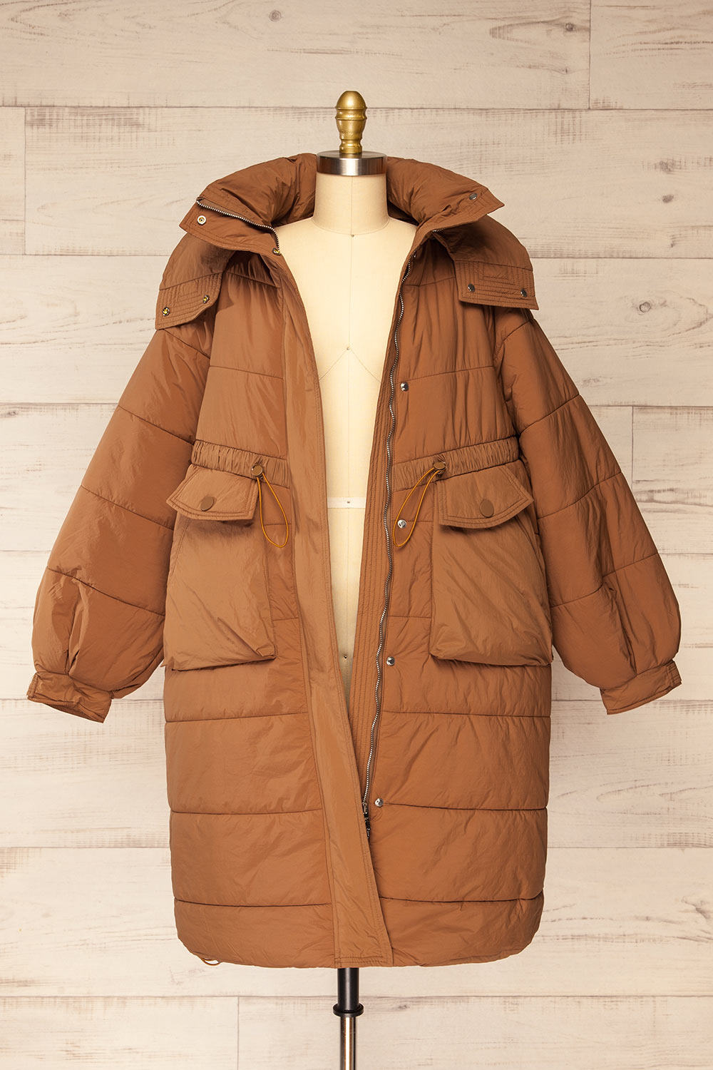 Lazio Brown Long Oversized Coat | La petite garçonne open view