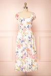 Leda Midi Floral Dress w/ Ruffle Straps | Boutique 1861 front view