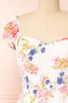 Leda Midi Floral Dress w/ Ruffle Straps | Boutique 1861 front close-up