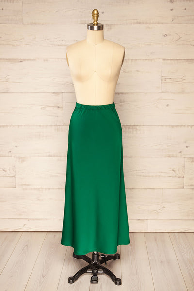 Lehavre Green Maxi Satin Skirt | La petite garçonne front view