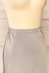 Lehavre Grey Maxi Satin Skirt | La petite garçonne side
