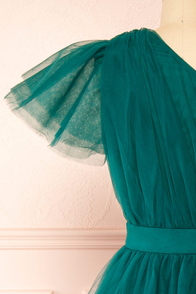 Leillia Green Tulle Midi Dress | Boutique 1861  back