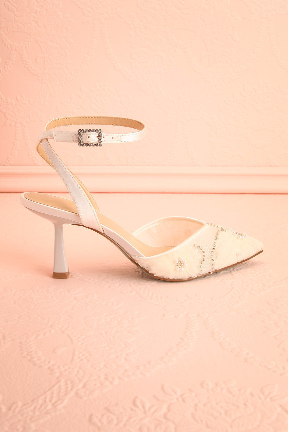 Leisha Pointed-Toe Bling Ankle Strap Heels | Boudoir 1861 front