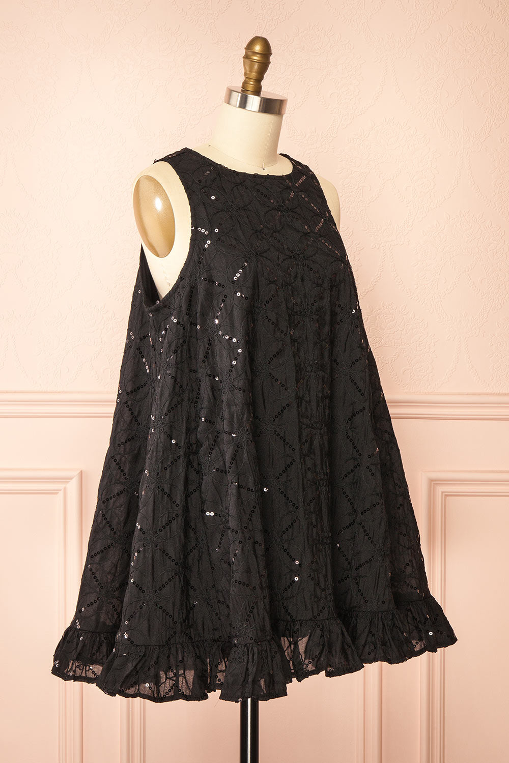 Lelia Black Short Sleeveless Dress | Boutique 1861 side view