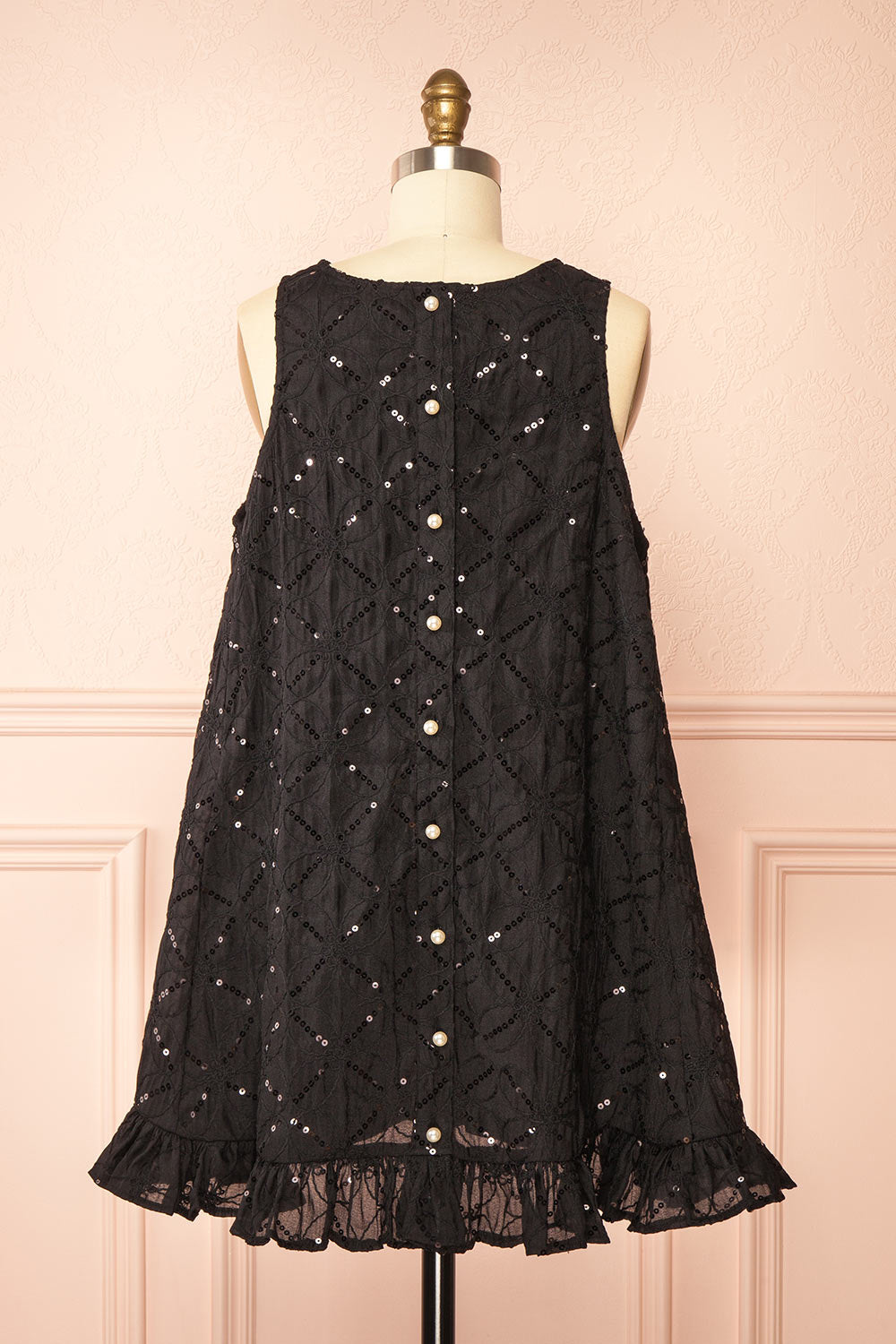 Lelia Black Short Sleeveless Dress | Boutique 1861 back view