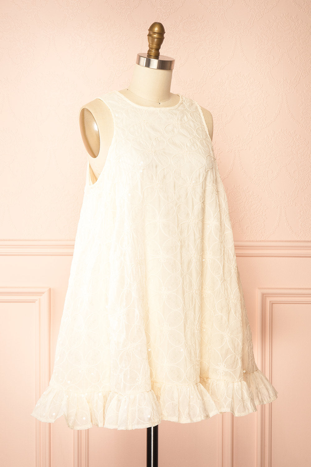 Lelia Ivory Short Sleeveless Dress | Boutique 1861 side view