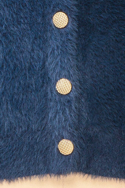 Leni Blue Fuzzy Cardigan | Boutique 1861  fabric