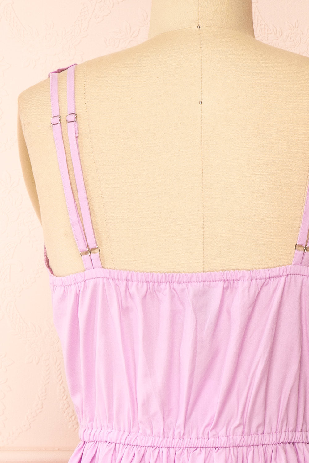 Lenora Lilac Short A-line Dress w/ Elastic Waist | Boutique 1861 back 