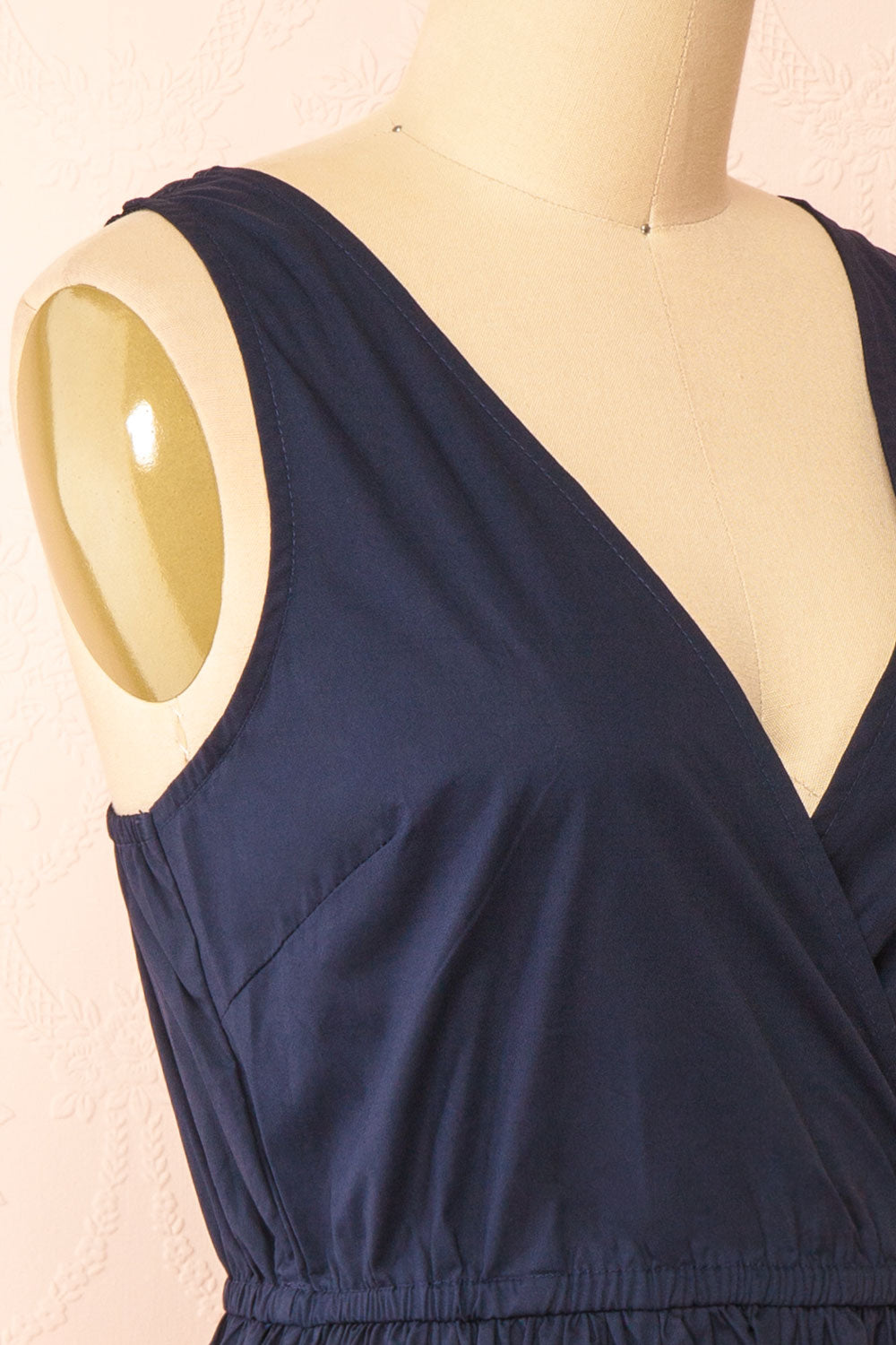 Lenora Navy Short A-line Dress w/ Elastic Waist | Boutique 1861 side 