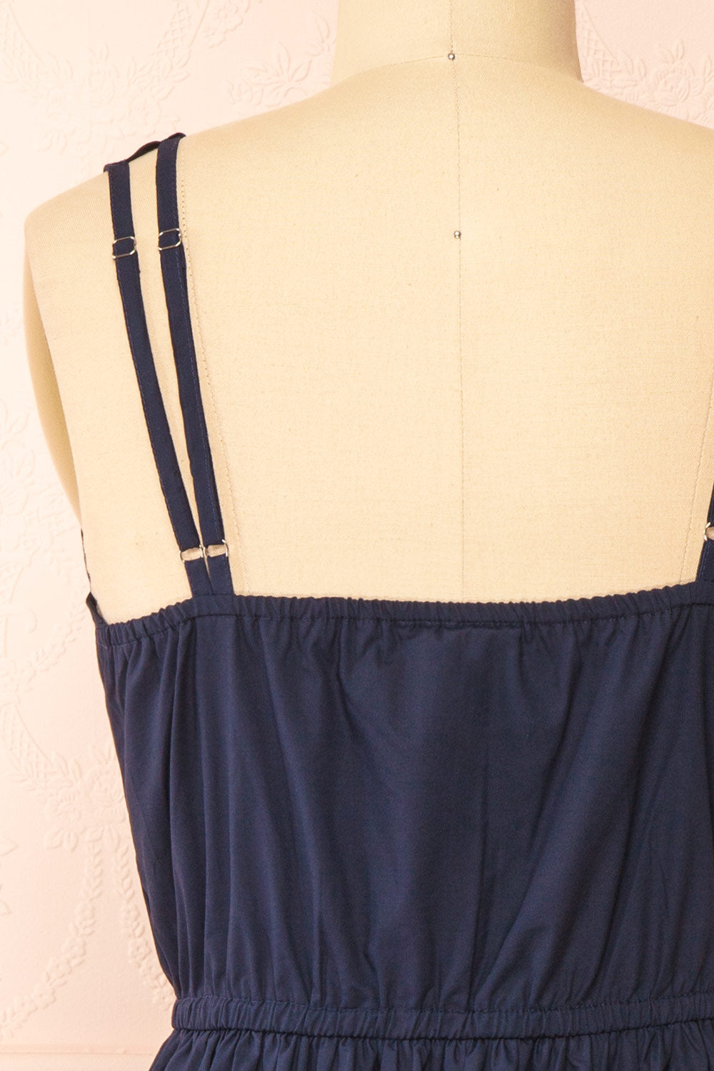 Lenora Navy Short A-line Dress w/ Elastic Waist | Boutique 1861 back