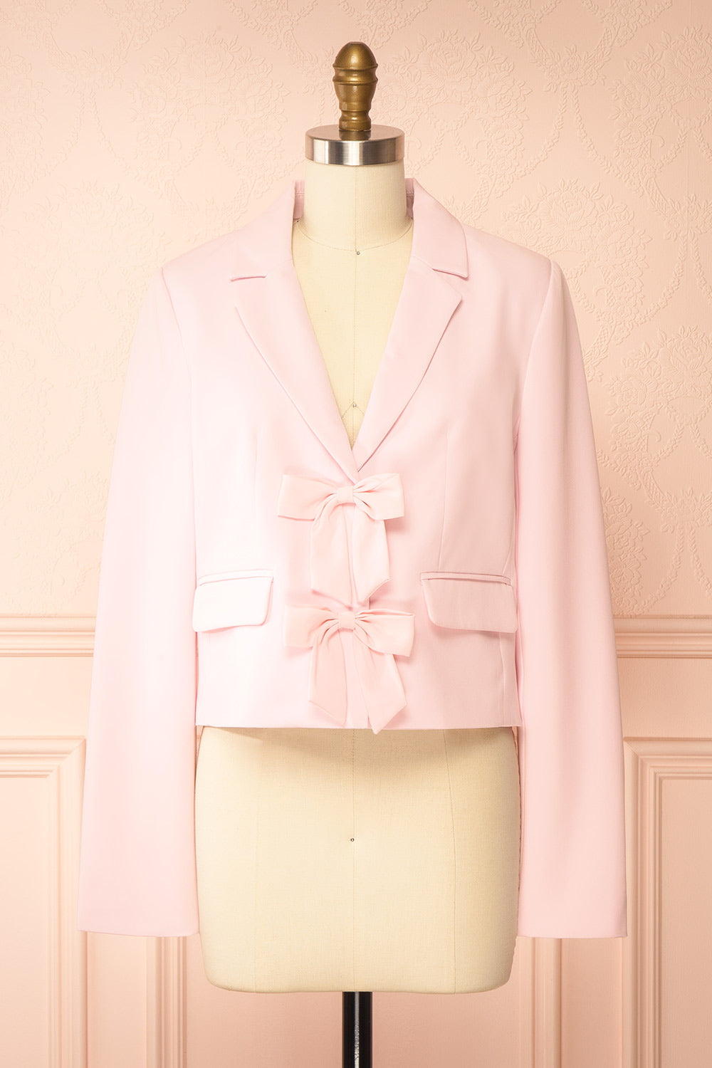 Leodie Short Pink Blazer with Bows | Boutique 1861 front view
