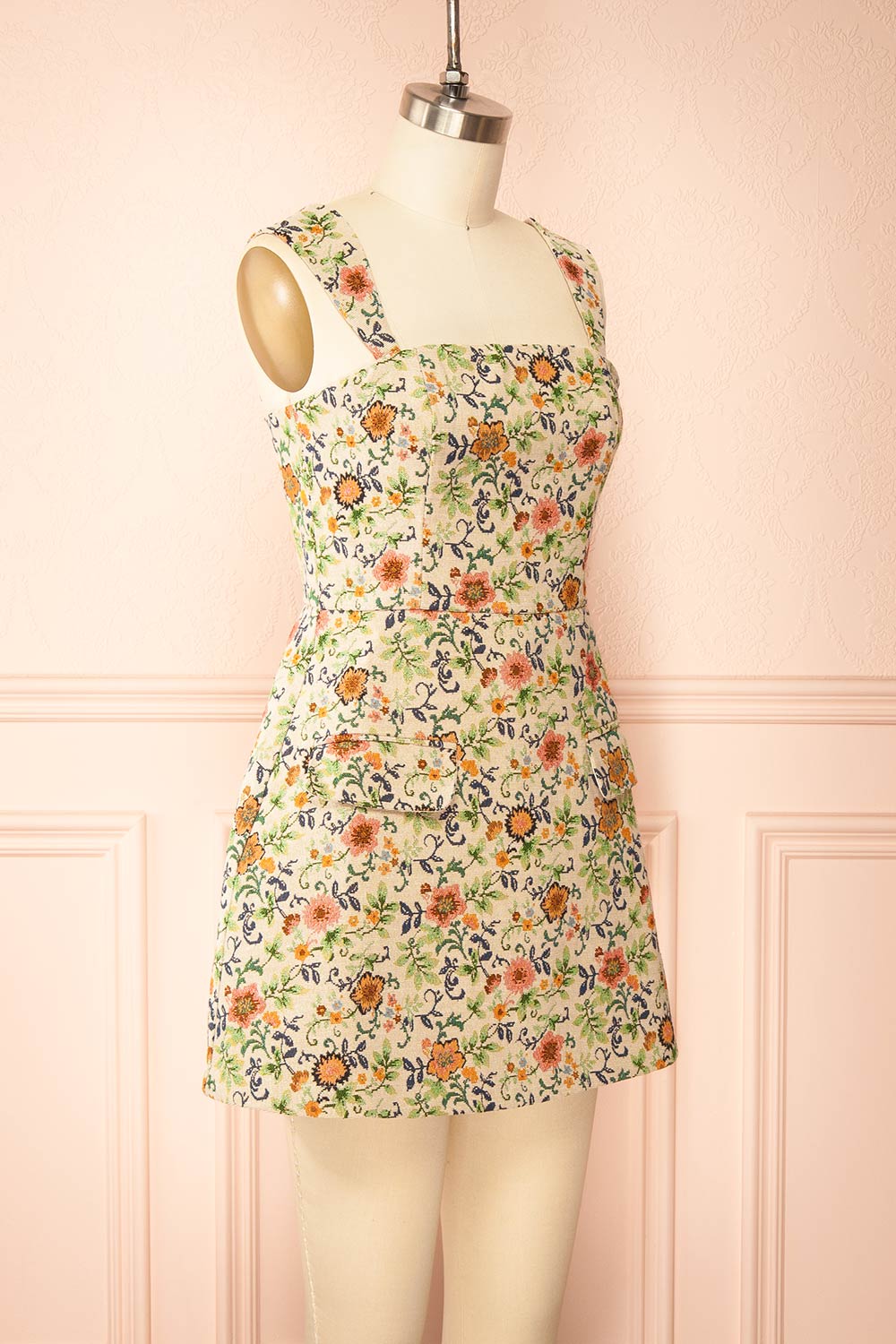 Leokadia Short Floral Jacquard Dress | Boutique 1861 side view